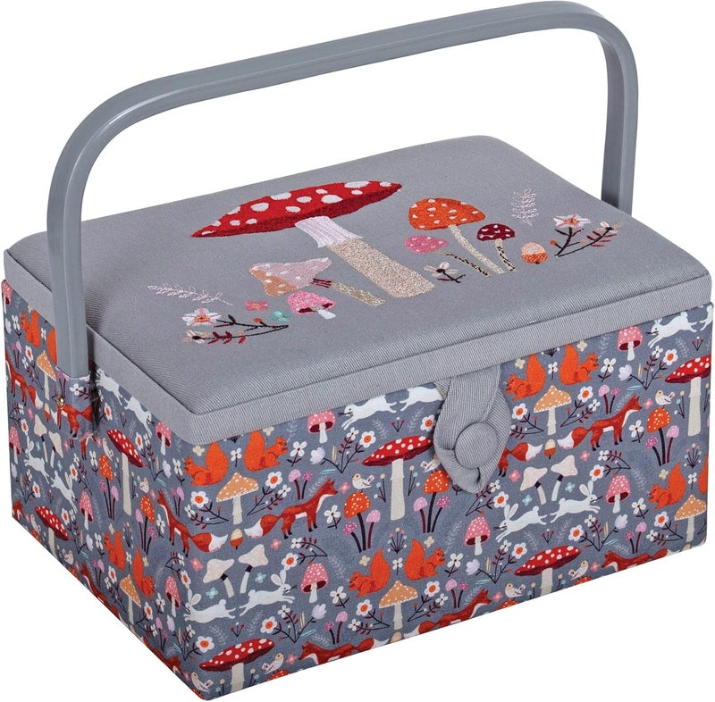 Hobby Gift Medium Sewing Craft & Hobby Storage Box, Accessories Tray Pin Cushion Pockets, 10 x 7.3 x 5.7" - Toadstool - Image 1